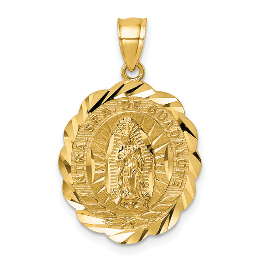 14k Polished D/C Spanish Version Lady of Guadalupe Pendant