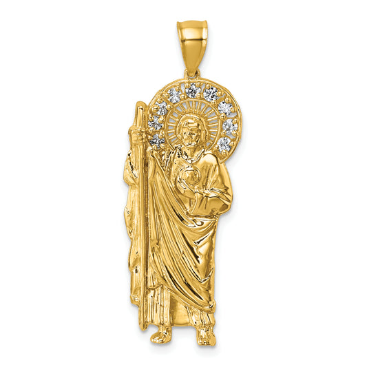 14k Polished CZ St. Jude Pendant