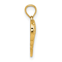 14k Polished and D/C Wings In Heart Shape Pendant