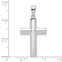 14k White Gold Hollow Cross Pendant