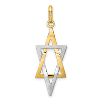 14K W/ Rhodium Elongated Jewish Star Of David Charm