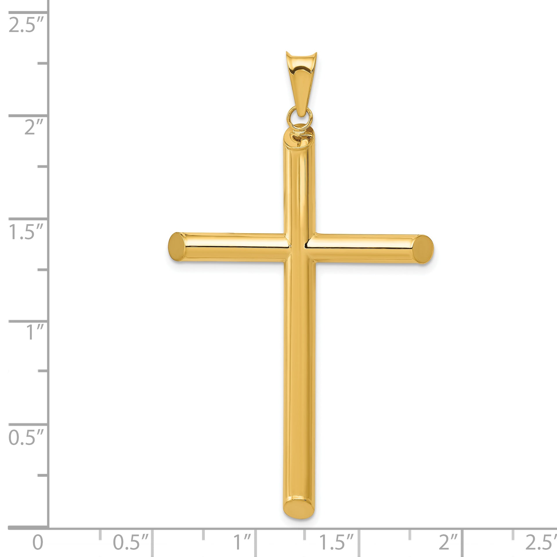 14k 3-D Polished Hollow Cross Pendant