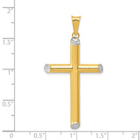 14K W/Rhodium 3-D Hollow D/C Cross Pendant
