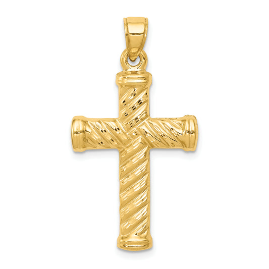 14k Reversible Diamond-cut Cross Pendant