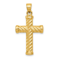 14k Reversible Diamond-cut Cross Pendant