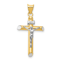 14K Two-Tone w/Rhodium Inri Crucifix Pendant