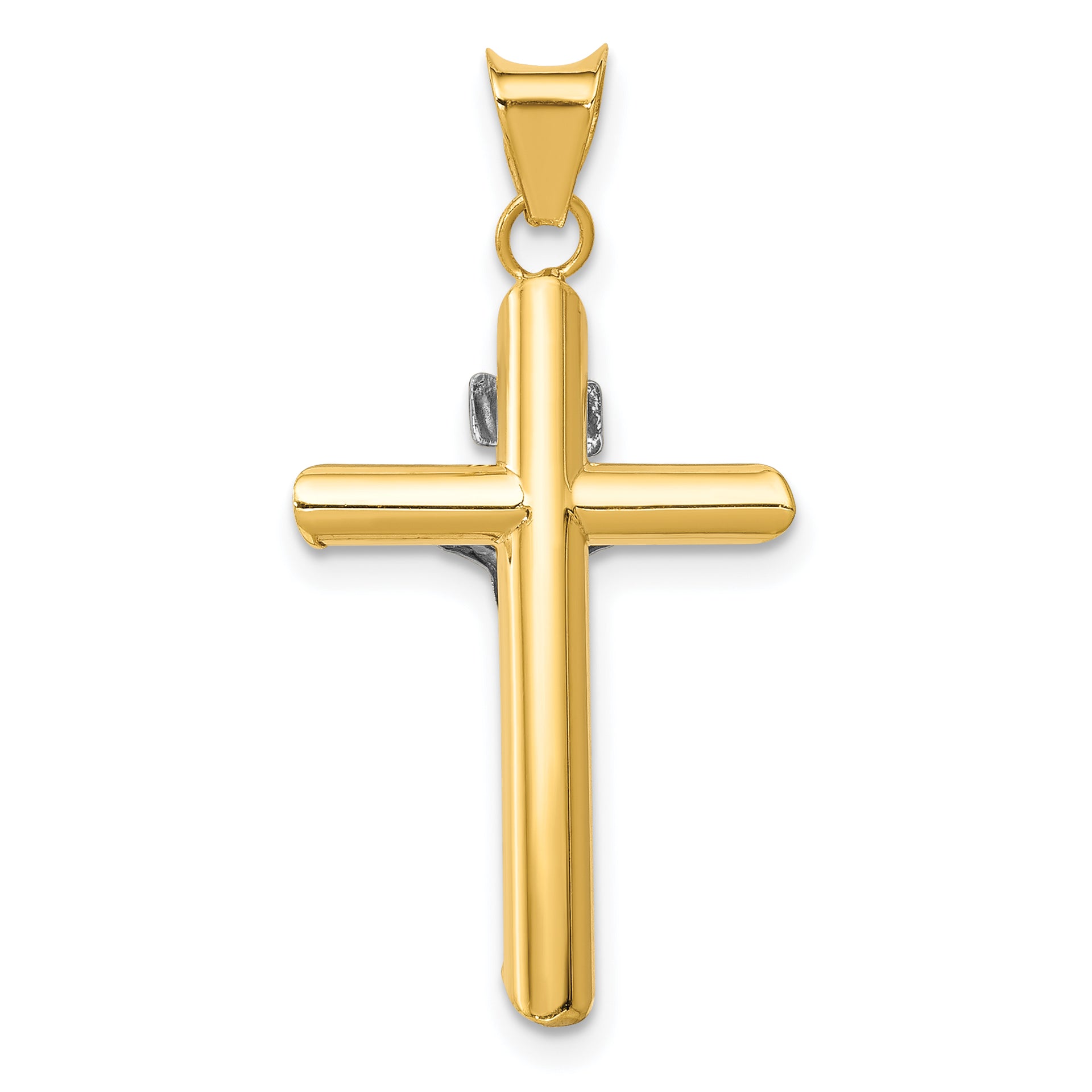 14K Two-Tone w/Rhodium Inri Crucifix Pendant