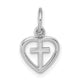 14k White Gold Cross in Heart Charm
