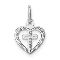 14k White Gold Cross in Heart Charm