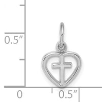 14k White Gold Cross in Heart Charm
