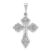 14k White Gold Fleur De Lis Cross Pendant