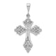 14k White Gold Fleur De Lis Cross Pendant