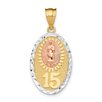 14K Two-tone w/White Rhodium Lady Guadalupe 15 Pendant