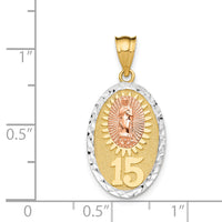 14K Two-tone w/White Rhodium Lady Guadalupe 15 Pendant