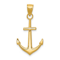 14K Gold Polished Anchor Pendant