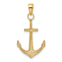 14K Gold Polished Anchor Pendant