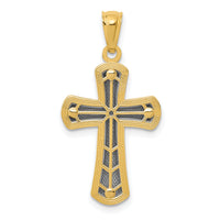14k Rhodium Polished Cross Pendant