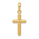 14K Polished Cross With Striped Border Pendant