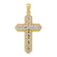 14K Two-tone Gold Polished 2 Level Cross Pendant