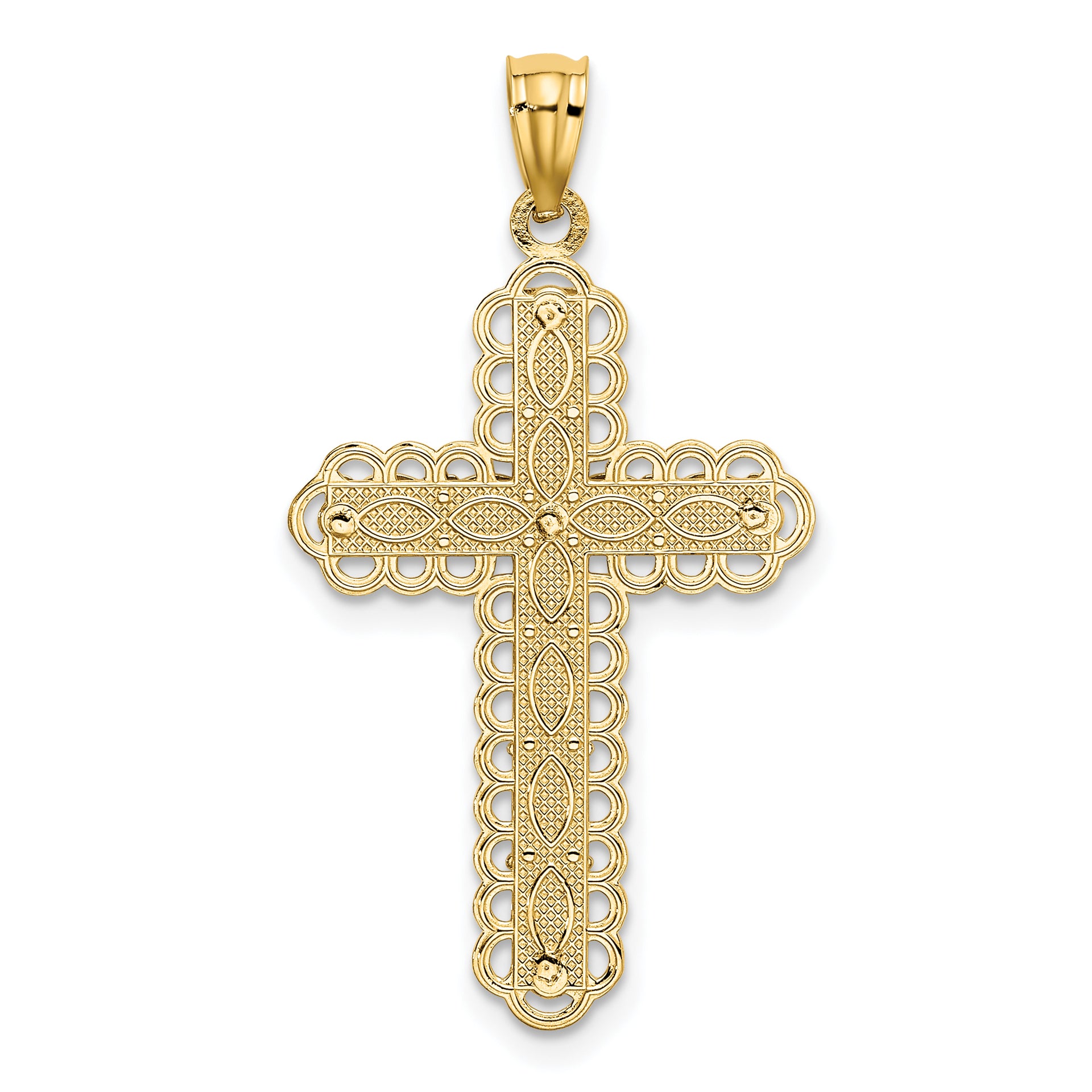 14K Two-tone Gold Polished 2 Level Cross Pendant