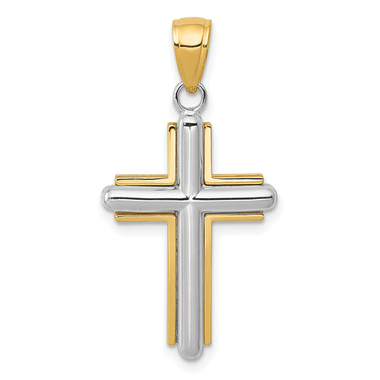 14k Two-tone Cross Pendant