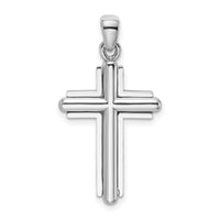14K White Gold 2-D Beveled Stick Cross Charm
