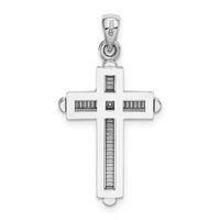 14K White Gold 2-D Beveled Stick Cross Charm