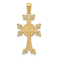 14K Polished/Textured Armenian Cross Pendant