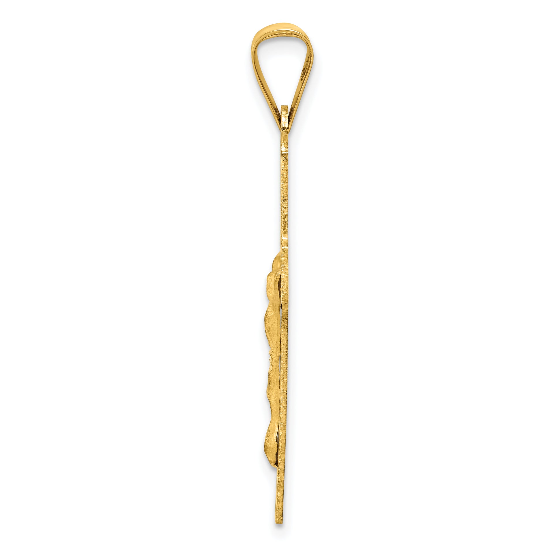 14k Polished Satin and D/C Crucifix Pendant