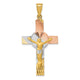 14K w/Rose and White Rhodium Iona Crucifix Cross Pendant