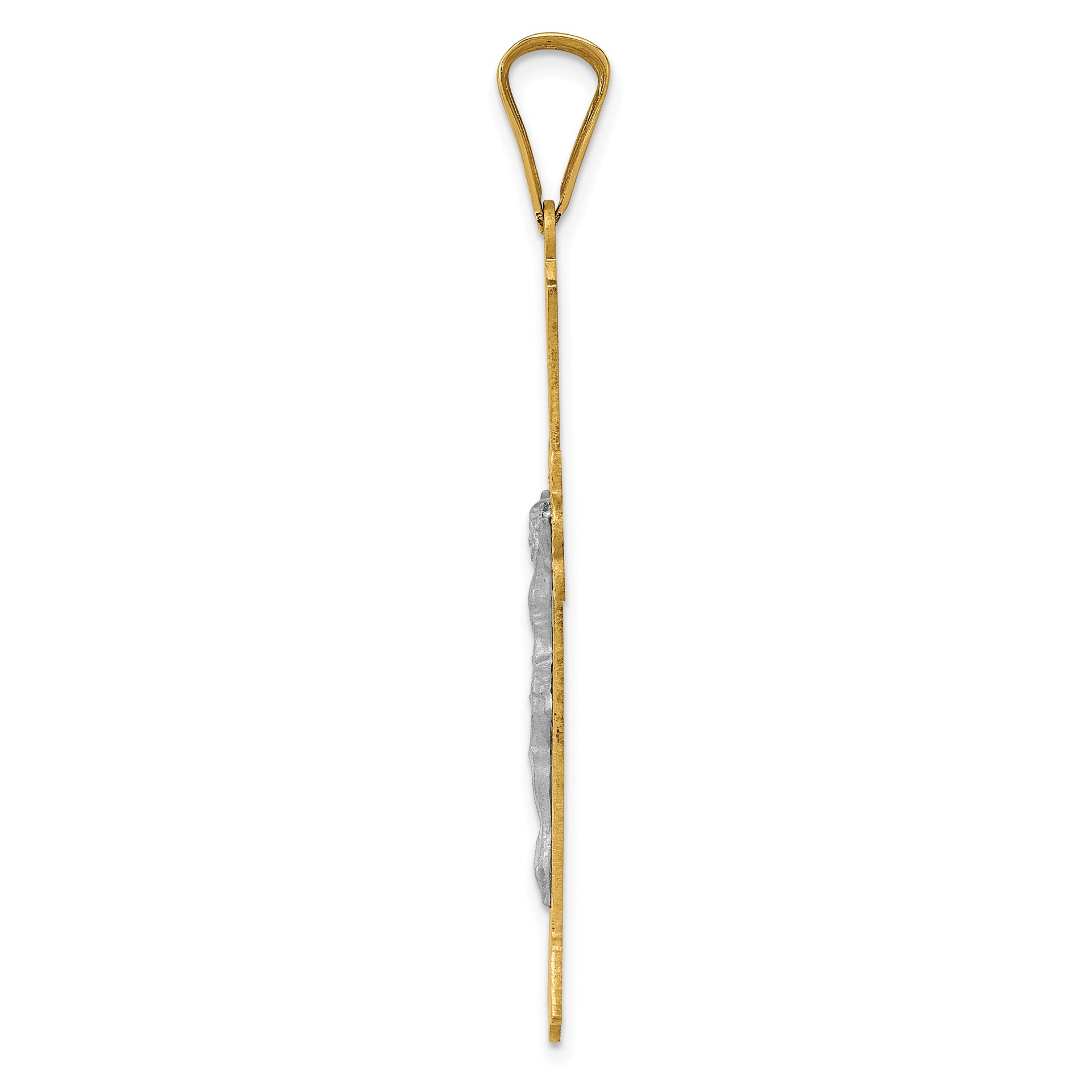 14k Two-Tone Polished Satin D/C Crucifix Cross Pendant