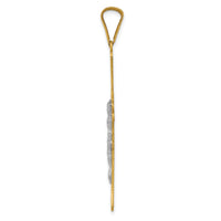 14k Two-Tone Polished Satin D/C Crucifix Cross Pendant