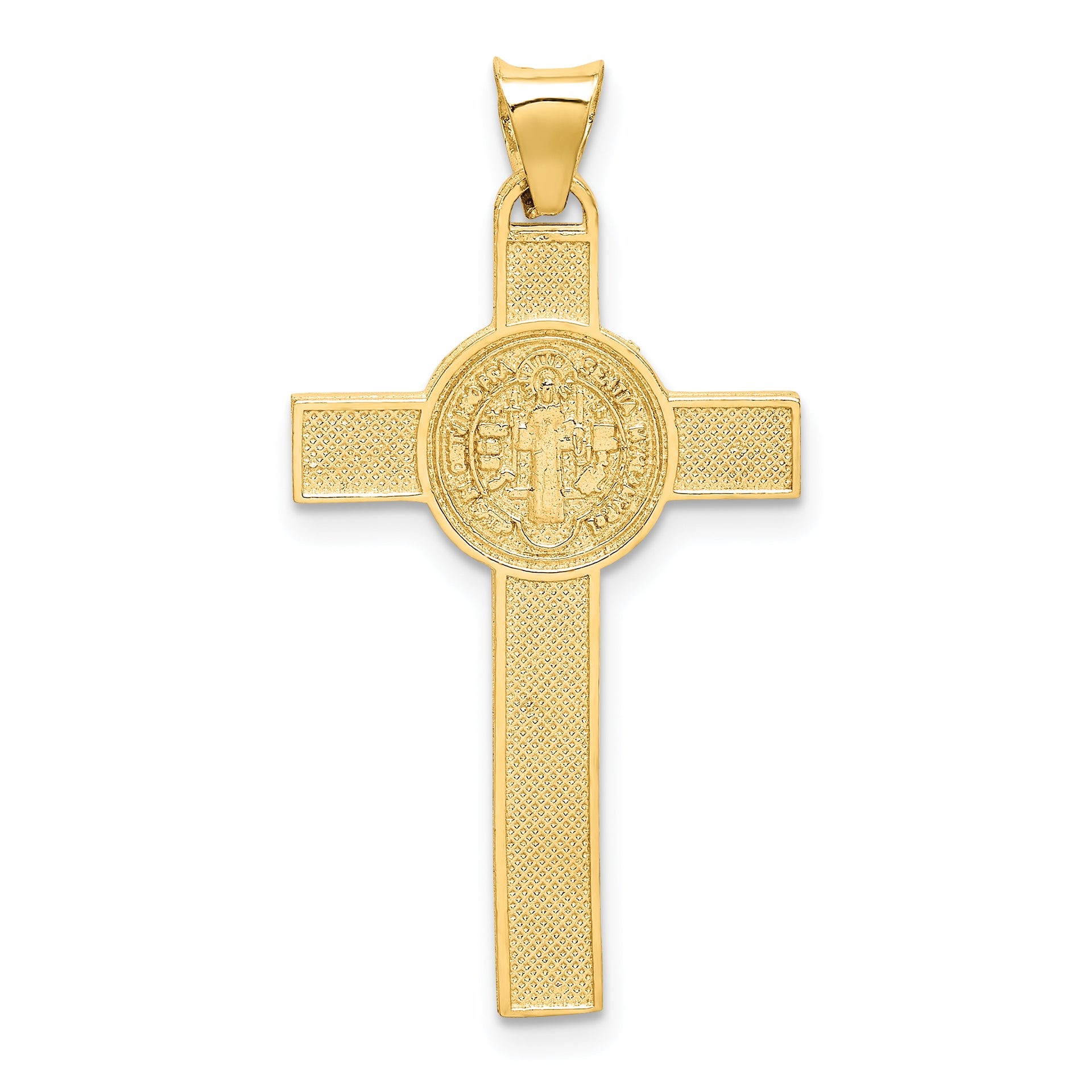 14k Two-Tone St. Benedict Medal Crucifix Cross Pendant