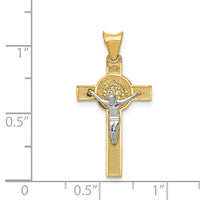 14k Two-Tone St. Benedict Medal Crucifix Cross Pendant