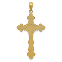 14K Polished Textured INRI Crucifix Fleur de Lis Pendant