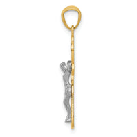 14K Two-tone W/Rhodium Small Passion Crucifix Pendant