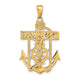14K Polished Textured Mariners Crucifix Pendant
