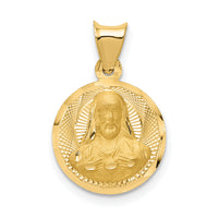 14K Polished D/C Sagrado Corazon Circle Pendant