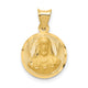 14K Polished D/C Sagrado Corazon Circle Pendant