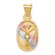 14K w/Rose and White Rhodium D/C Corpus Oval Pendant