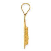 14K Polished D/C Lady Of Guadalupe Circle Pendant