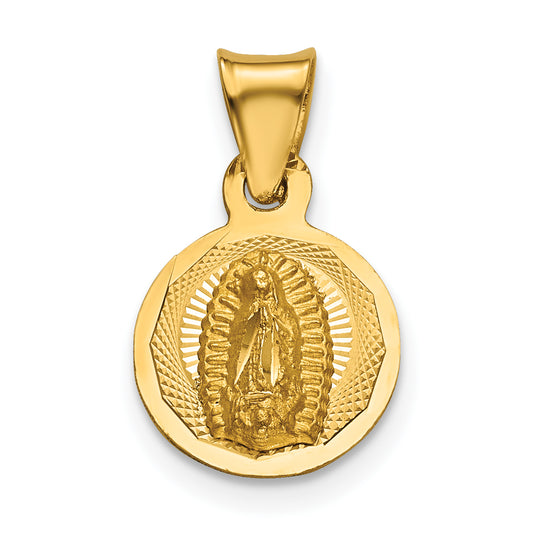 14K Polished D/C Lady Of Guadalupe Circle Pendant