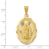 14K Polished D/C  Lady Of Guadalupe Oval Pendant