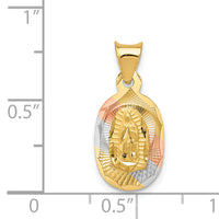 14K w/Rhodium D/C Lady Of Guadalupe Oval Pendant