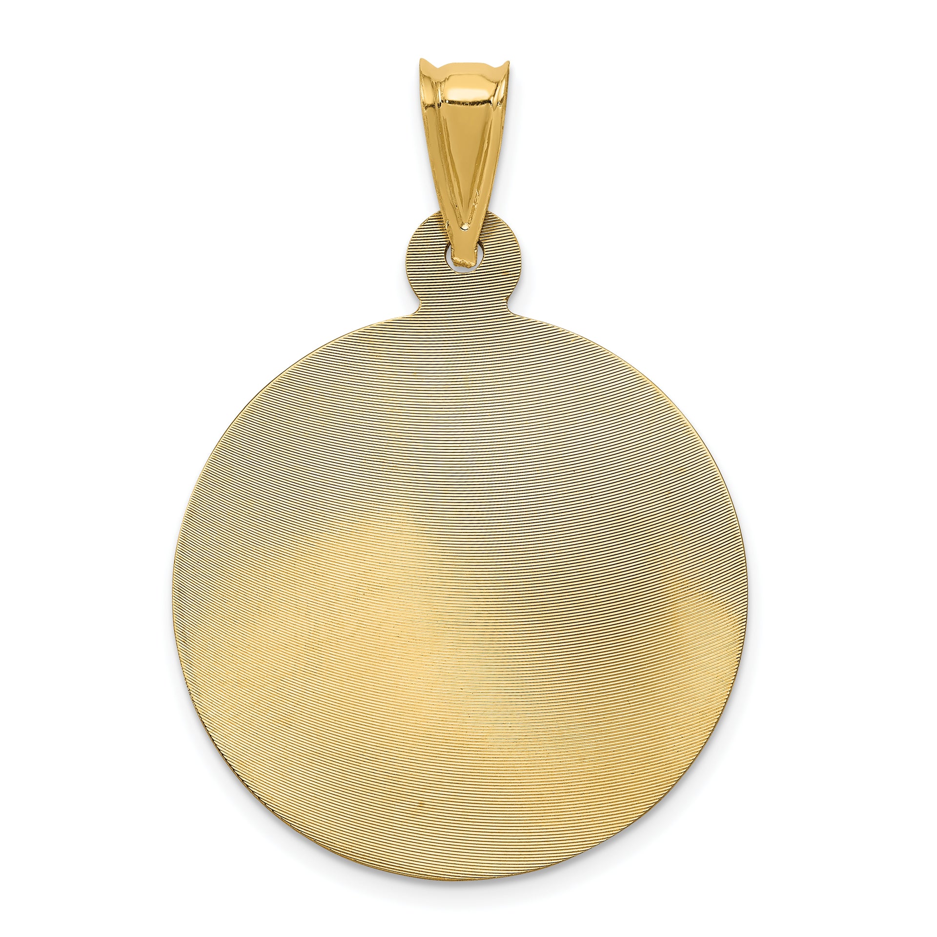 14K w/Rhodium Polished D/C Lady Of Guadalupe Circle Pendant