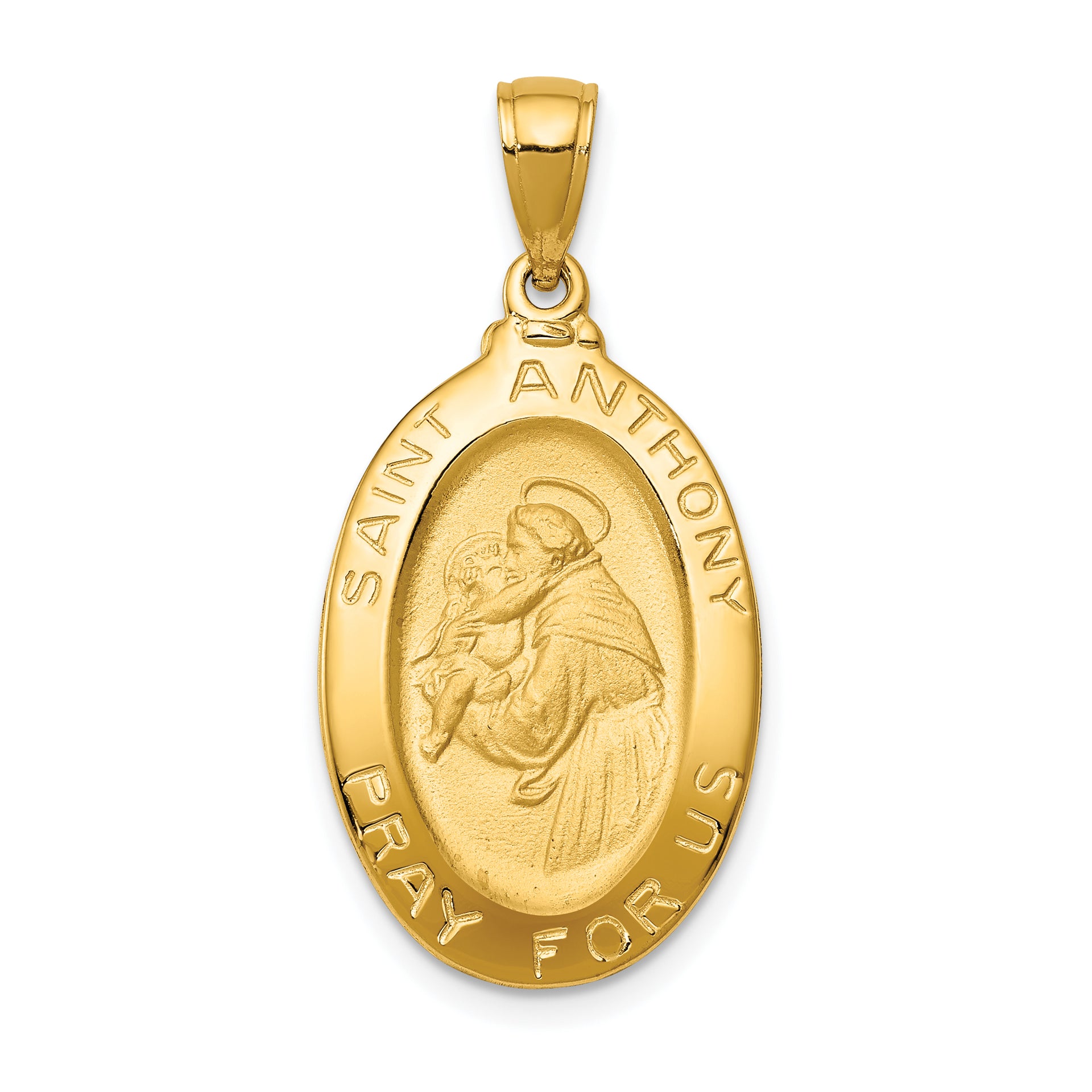14k Saint Anthony Oval Medal Solid Pendant