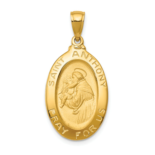 14k Saint Anthony Oval Medal Solid Pendant