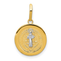 14k With Rhodium Circle St. Benedict Medal Pendant