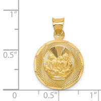 14k Polished and D/C Baptism Circle Pendant