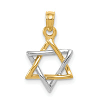 14K Two-tone Polished Star of David Pendant
